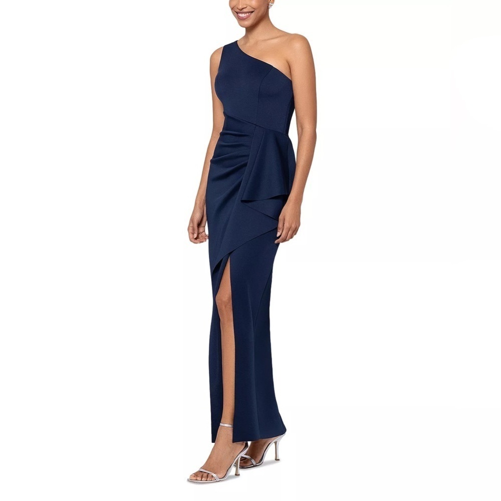 AQUA
Ruffled One Shoulder Scuba Gown - 100% Exclusive
